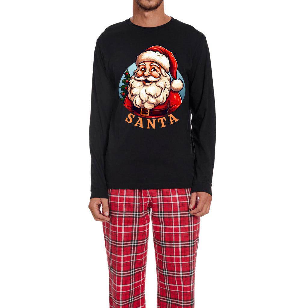 Men's Long Sleeve Top and Flannel Pants Set - Santa PJ - Giftsmojo