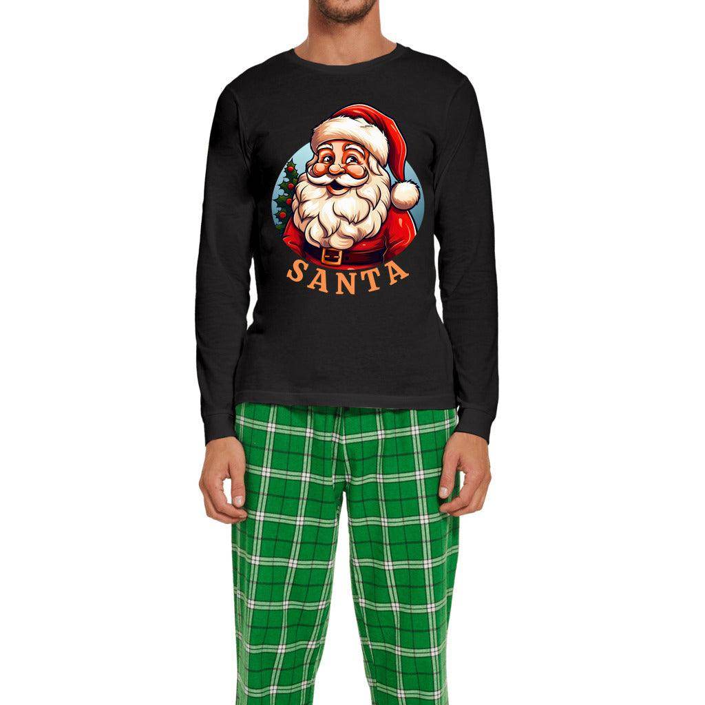 Men's Long Sleeve Top and Flannel Pants Set - Santa PJ - Giftsmojo