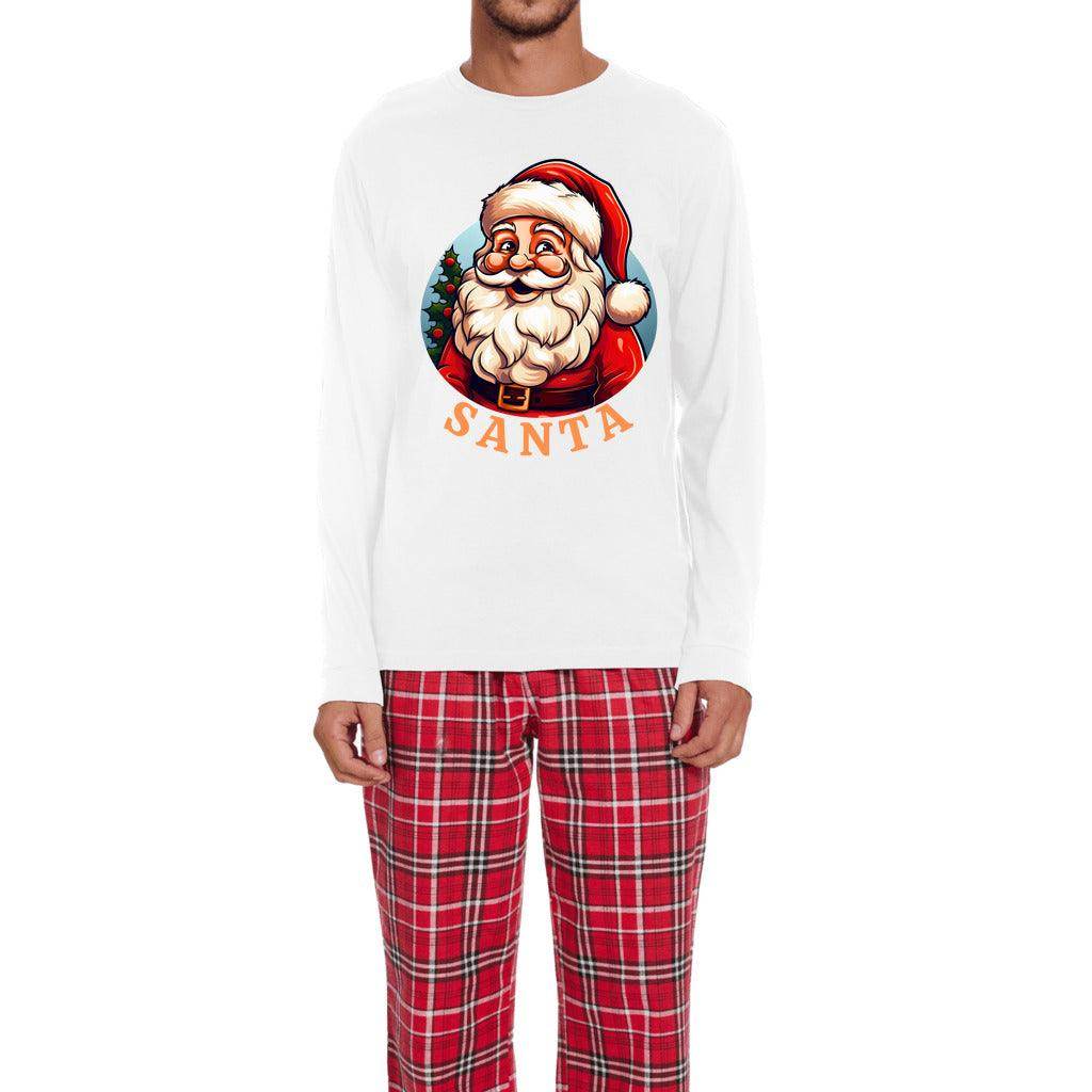 Men's Long Sleeve Top and Flannel Pants Set - Santa PJ - Giftsmojo