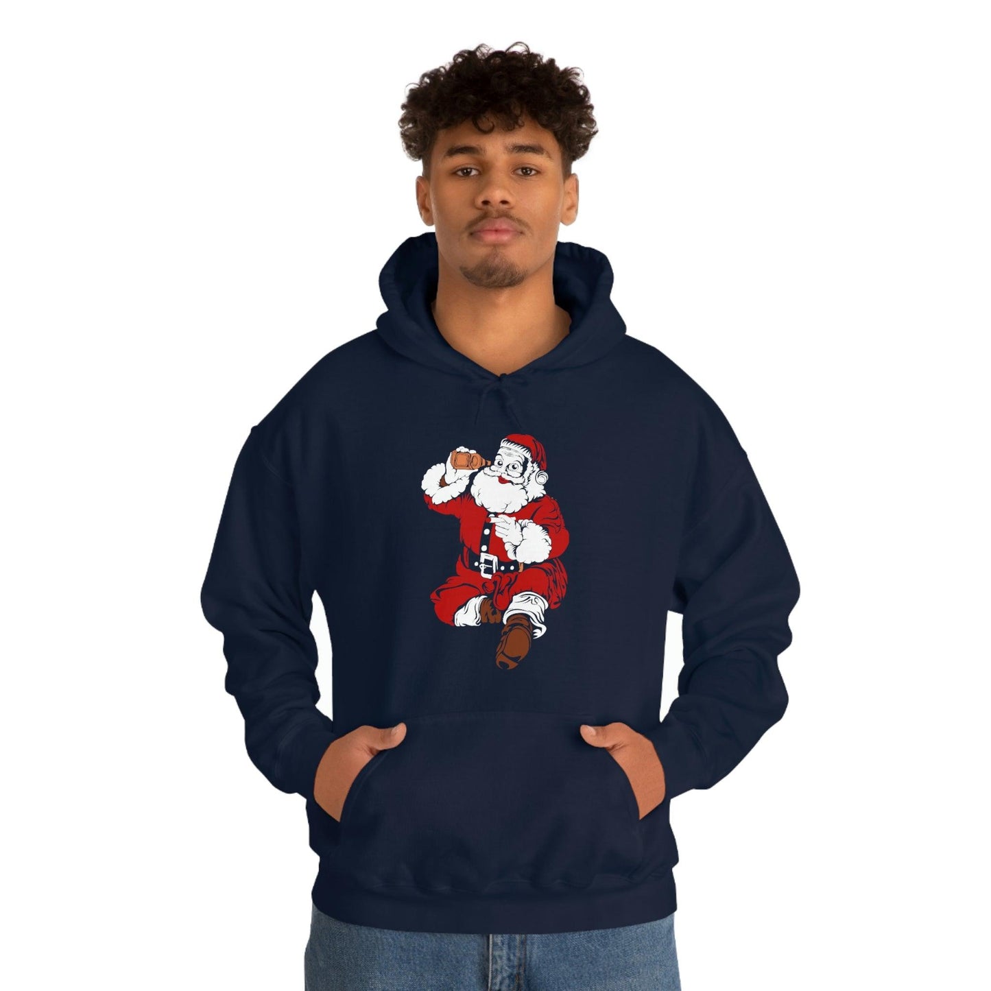 Santa drinking beer funny Hooded Sweatshirt, - Giftsmojo
