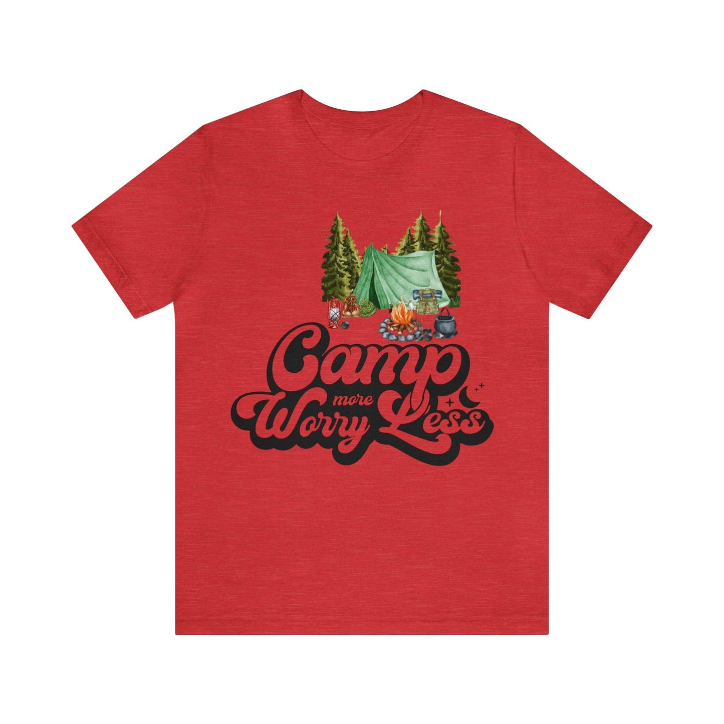 Camp More Worry Less Shirt, Outdoor adventure clothing, Nature-inspired shirts, Hiking apparel, Outdoor enthusiasts gift, Adventure-themed attire - Giftsmojo