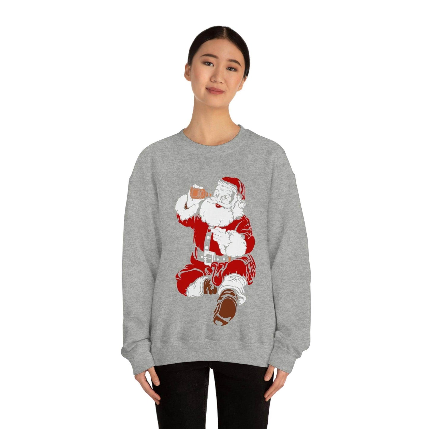 Santa drinking beer Unisex Heavy Blend Crewneck Sweatshirt - Giftsmojo