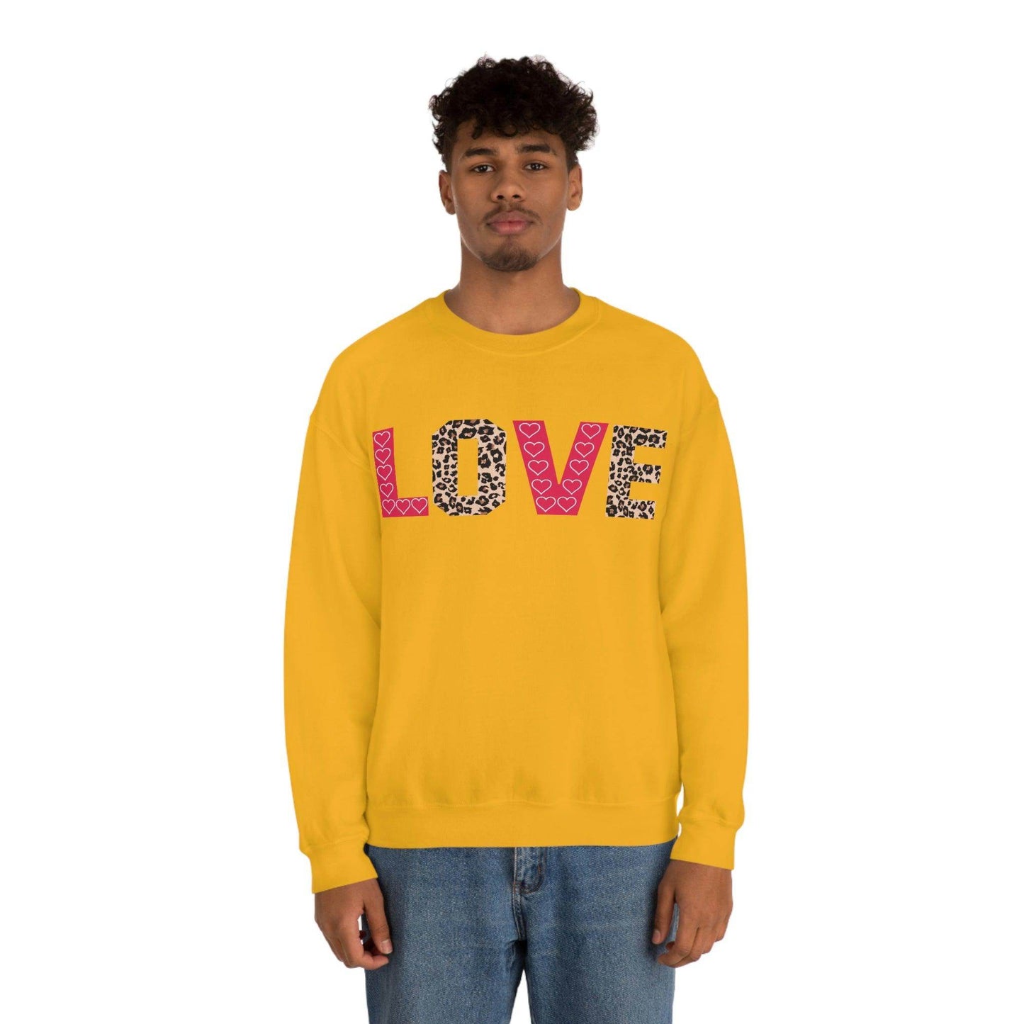 Love Sweatshirt with partial leopard print - Giftsmojo