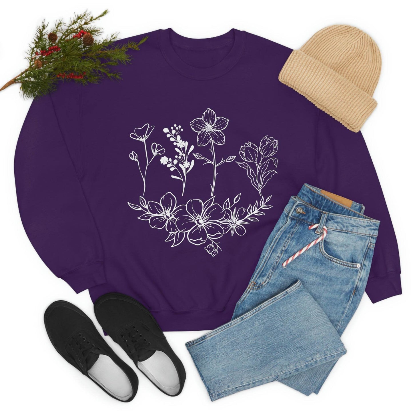 Flower sweatshirt, Vintage Flower Shirt, Vintage Botanical Shirt, plant sweatshirt, - Giftsmojo
