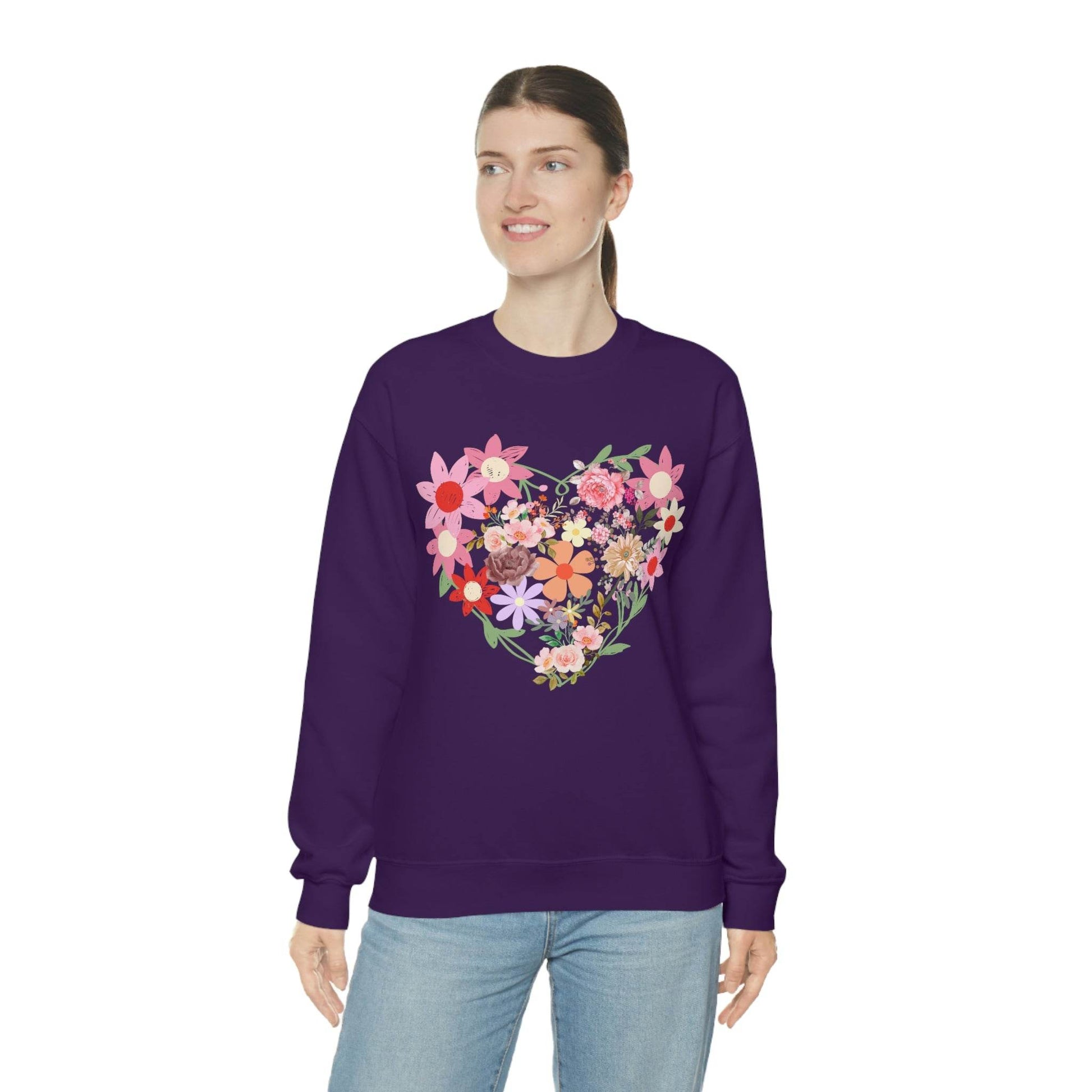 Flower Heart sweatshirt - Floral sweatshirt - Love Sweatshirt - Giftsmojo