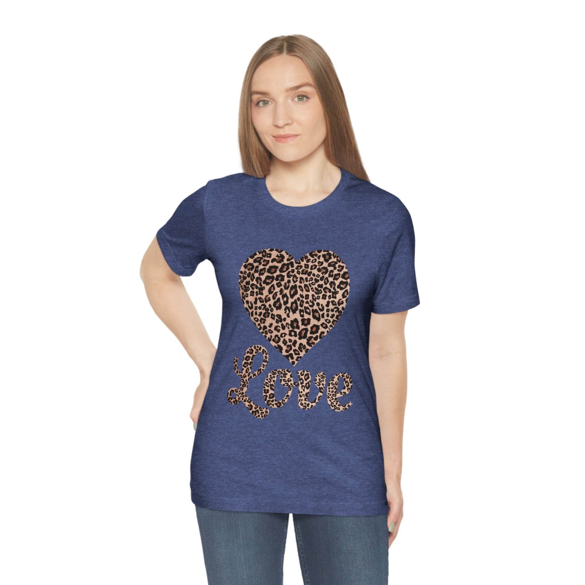 Leopard Print, Love Heart Tee, - Giftsmojo