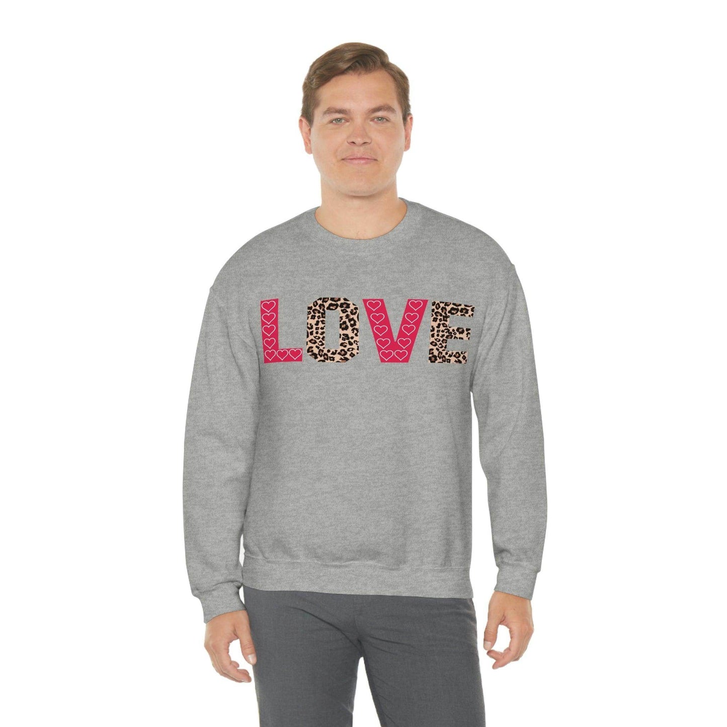 Love Sweatshirt with partial leopard print - Giftsmojo