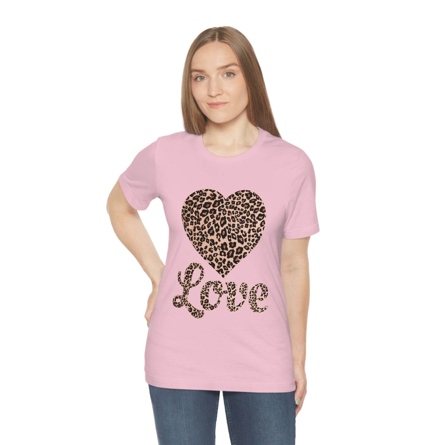 Leopard Print, Love Heart Tee, - Giftsmojo