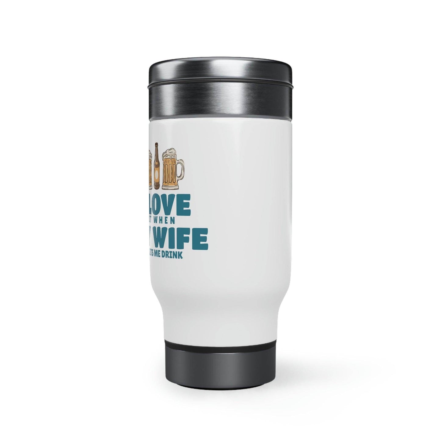 I Love MY Wife Mug, Stainless Steel Travel Mug with Handle, 14oz - Giftsmojo