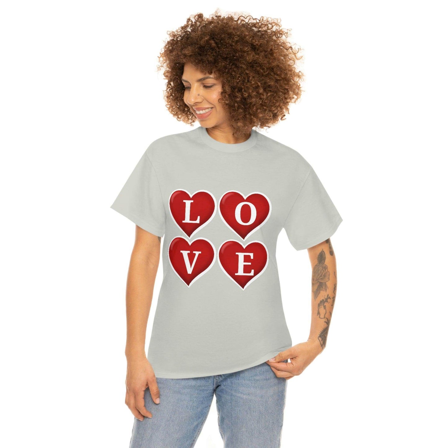 white 4hearts love Tee - Giftsmojo