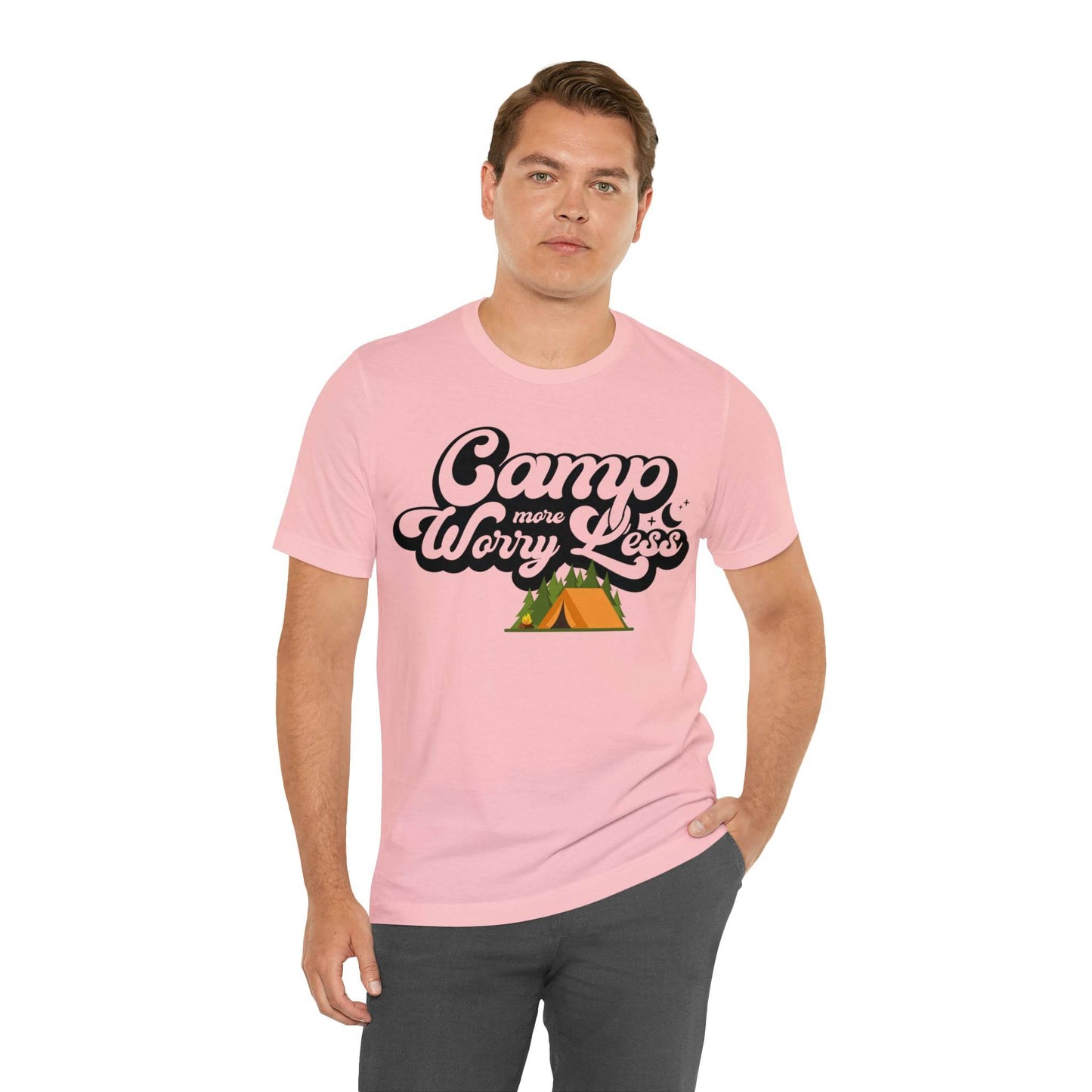 Camp More Worry Less Shirt, Outdoor adventure clothing, Nature-inspired shirts, Outdoor enthusiasts gift, Adventure-themed attire - Giftsmojo