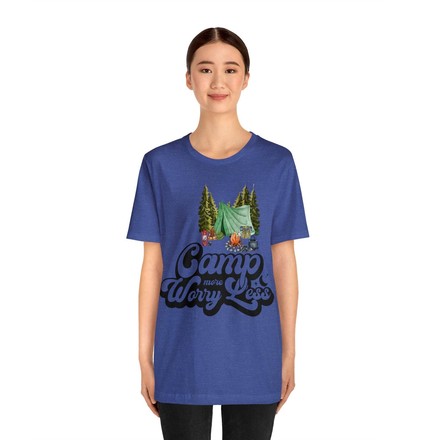 Camp More Worry Less Shirt, Outdoor adventure clothing, Nature-inspired shirts, Hiking apparel, Outdoor enthusiasts gift, Adventure-themed attire - Giftsmojo