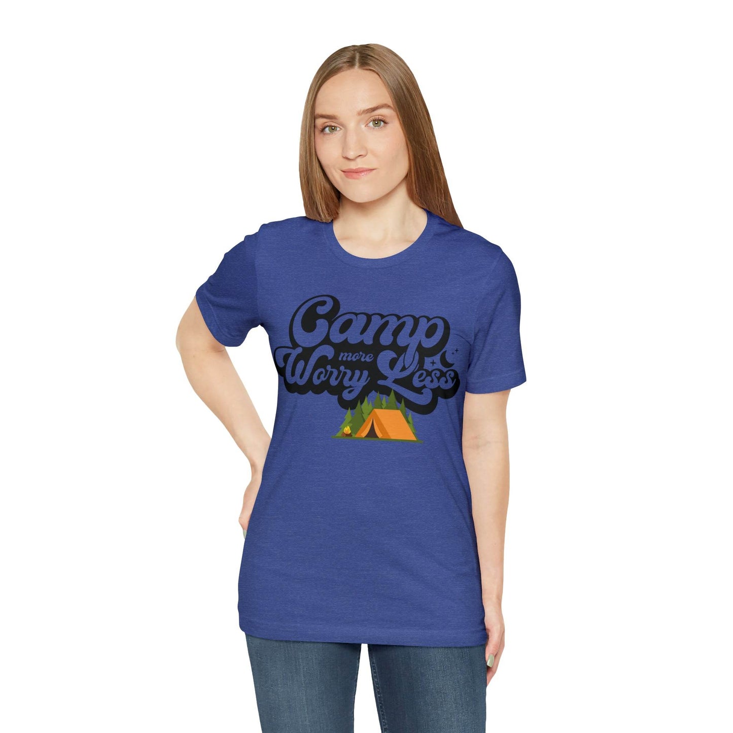 Camp More Worry Less Shirt, Outdoor adventure clothing, Nature-inspired shirts, Outdoor enthusiasts gift, Adventure-themed attire - Giftsmojo