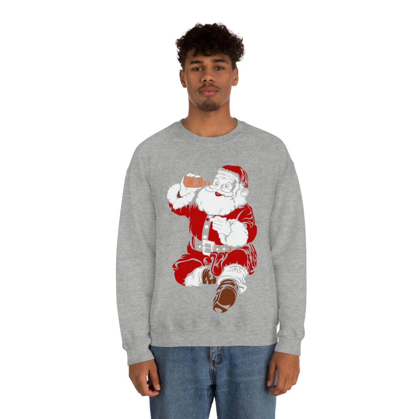 Santa drinking beer Unisex Heavy Blend Crewneck Sweatshirt - Giftsmojo