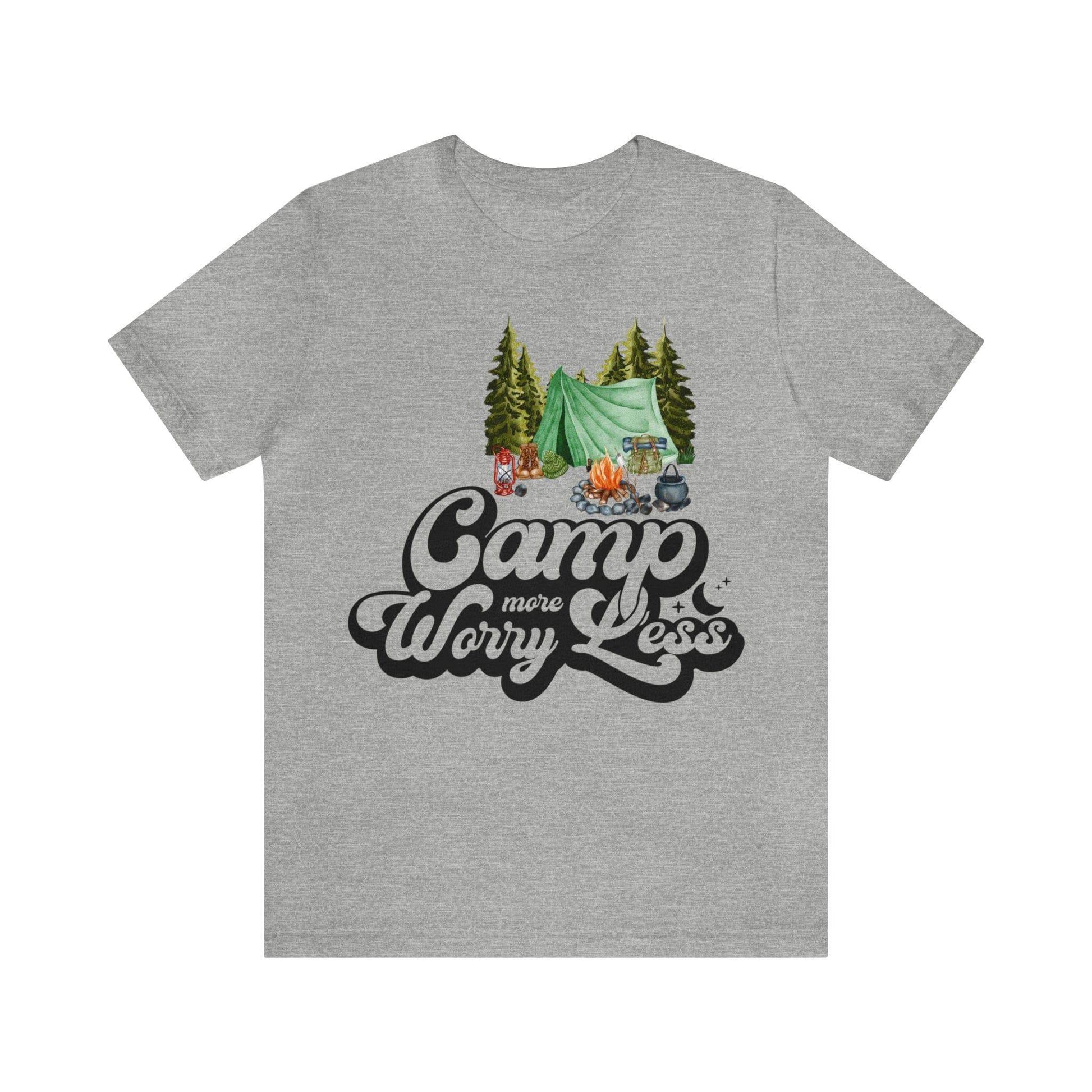 Camp More Worry Less Shirt, Outdoor adventure clothing, Nature-inspired shirts, Hiking apparel, Outdoor enthusiasts gift, Adventure-themed attire - Giftsmojo