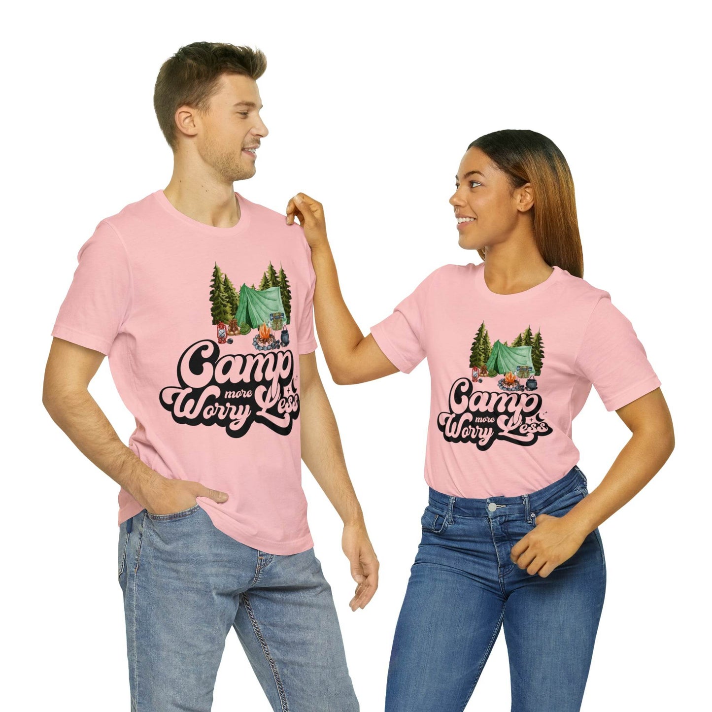 Camp More Worry Less Shirt, Outdoor adventure clothing, Nature-inspired shirts, Hiking apparel, Outdoor enthusiasts gift, Adventure-themed attire - Giftsmojo