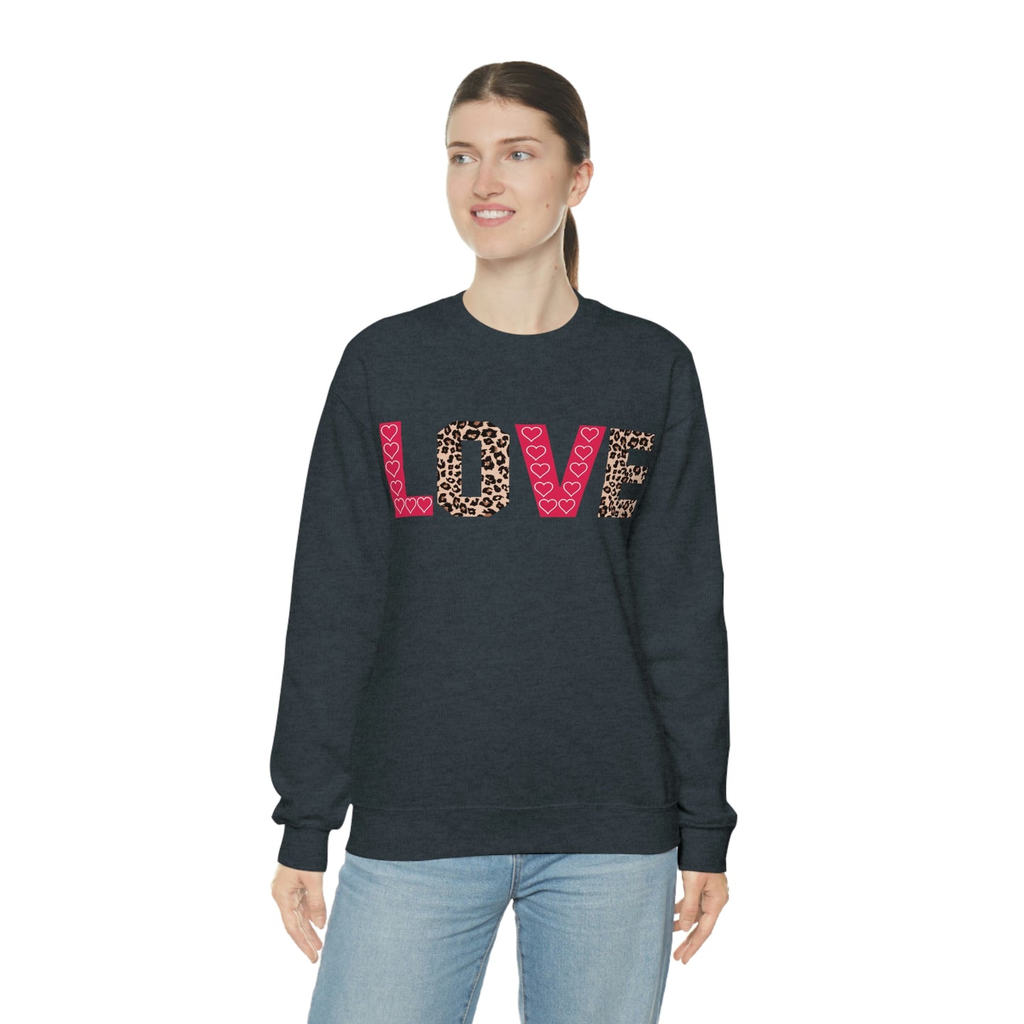 Love Sweatshirt with partial leopard print
