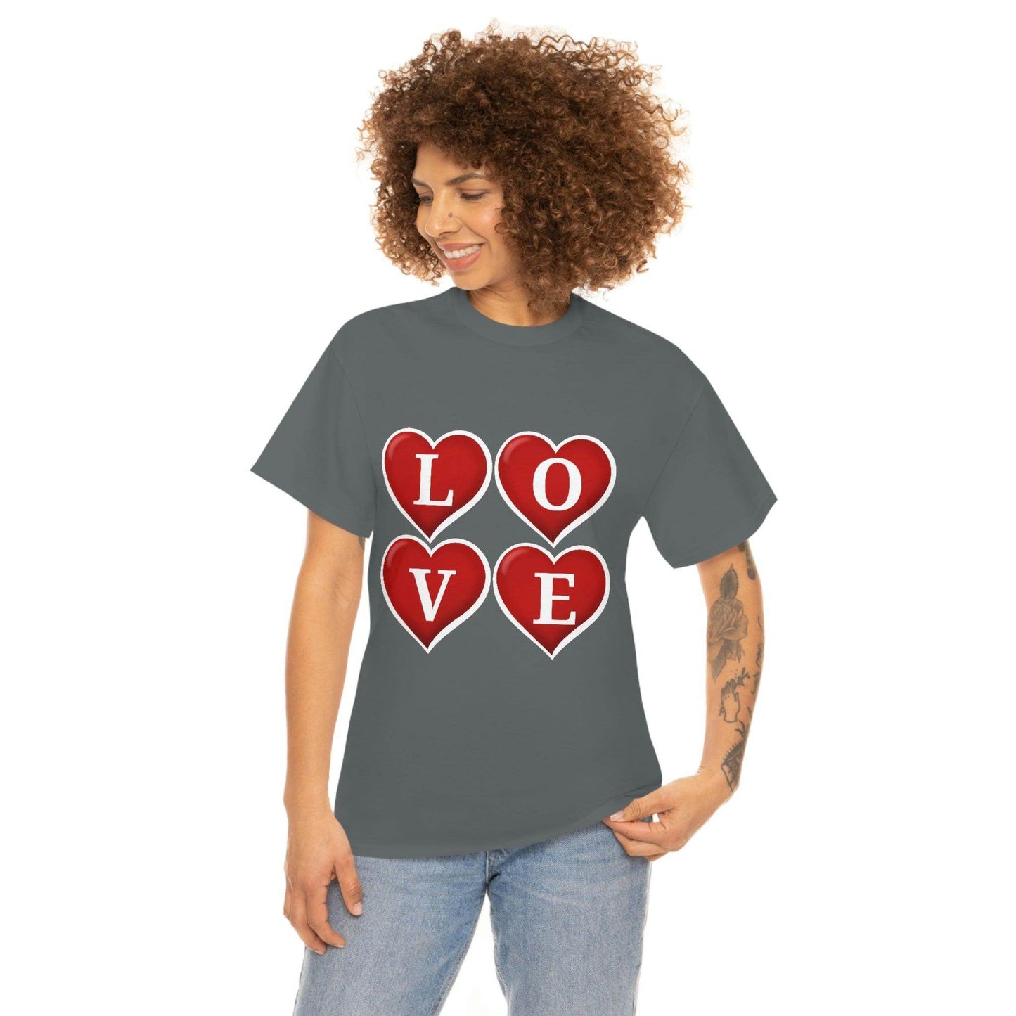 white 4hearts love Tee - Giftsmojo