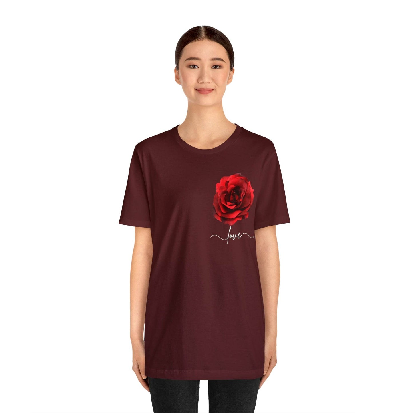 Love Rose Flower T-shirt for Women, Rose Graphic T-shirt, floral shirt, gift for her, love shirt - Giftsmojo