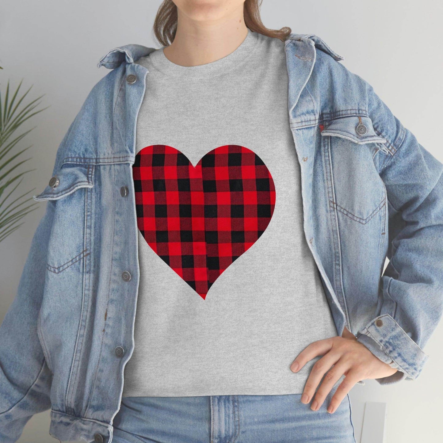 Plaid Heart T-Shirt, - Giftsmojo