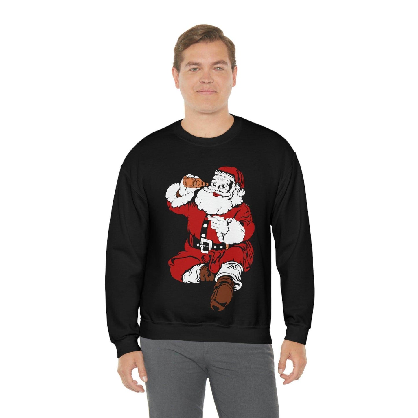 Santa drinking beer Unisex Heavy Blend Crewneck Sweatshirt - Giftsmojo
