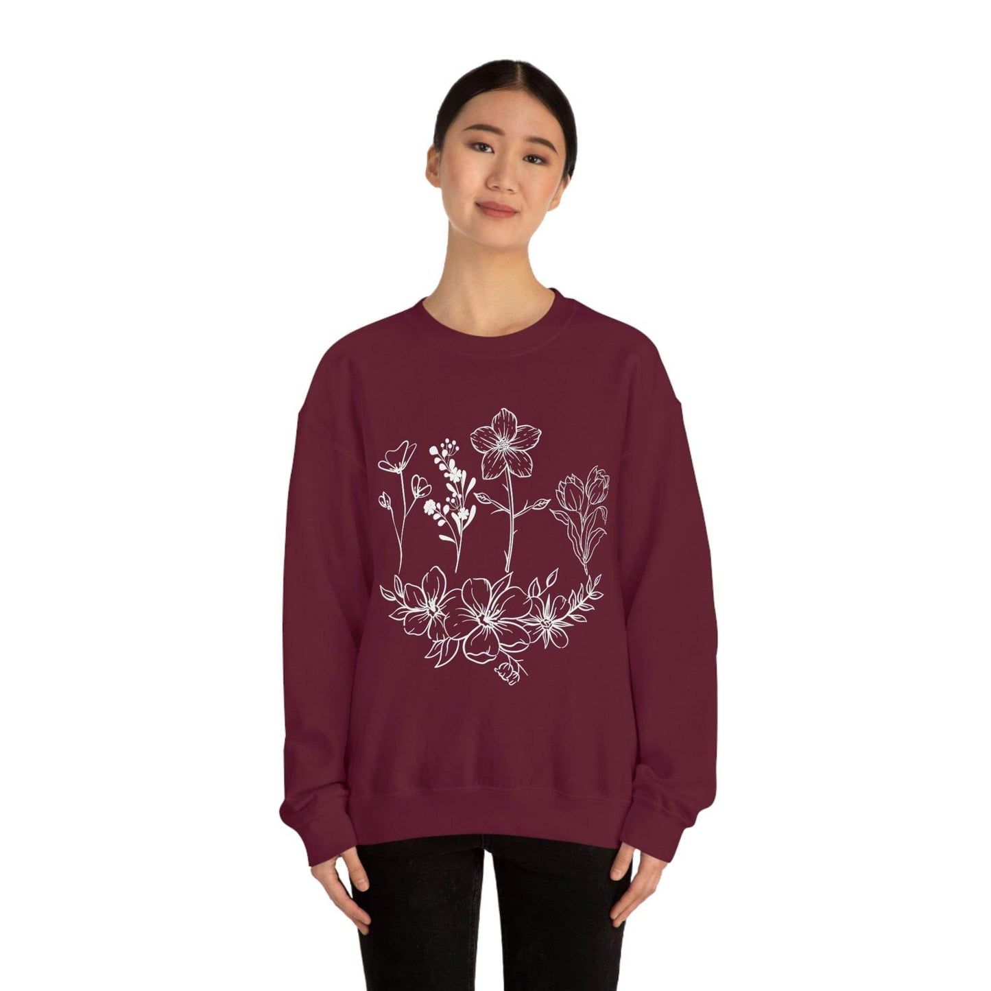 Flower sweatshirt, Vintage Flower Shirt, Vintage Botanical Shirt, plant sweatshirt, - Giftsmojo