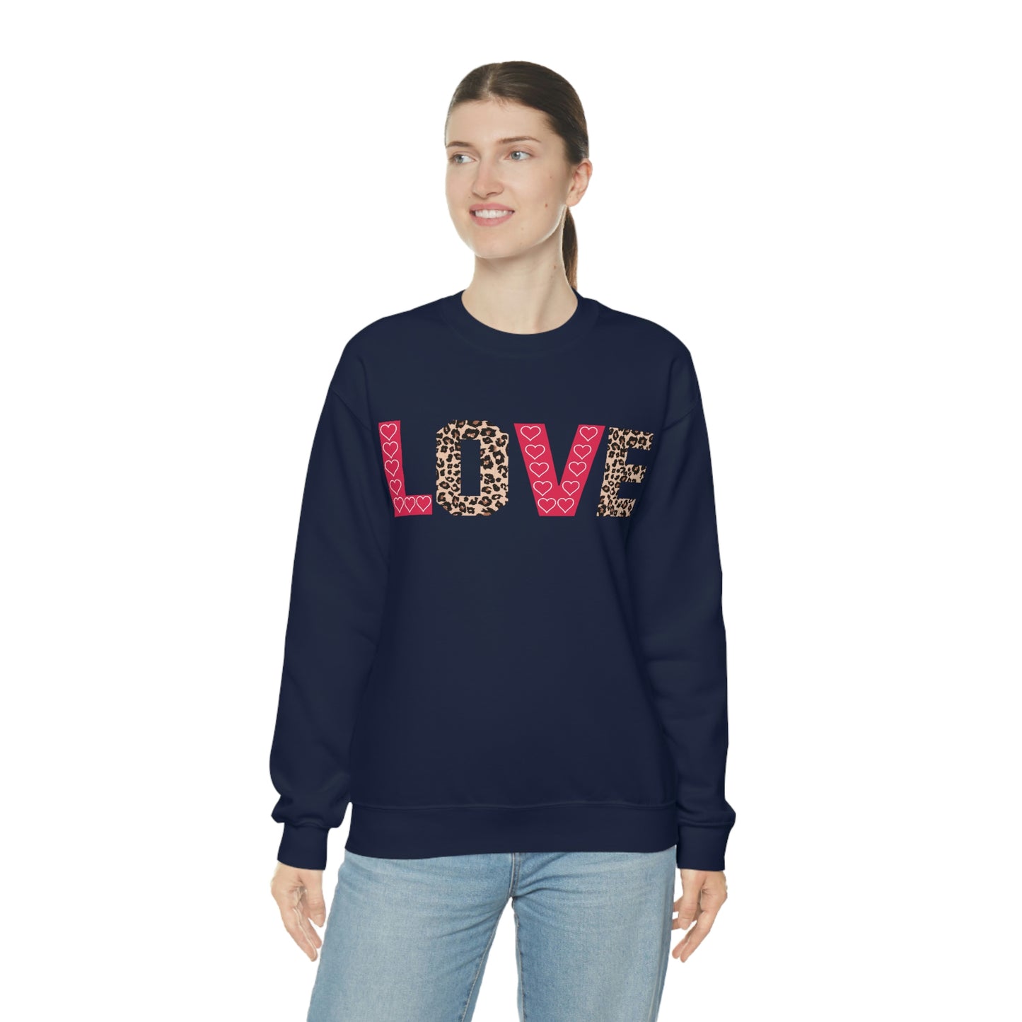 Love Sweatshirt with partial leopard print