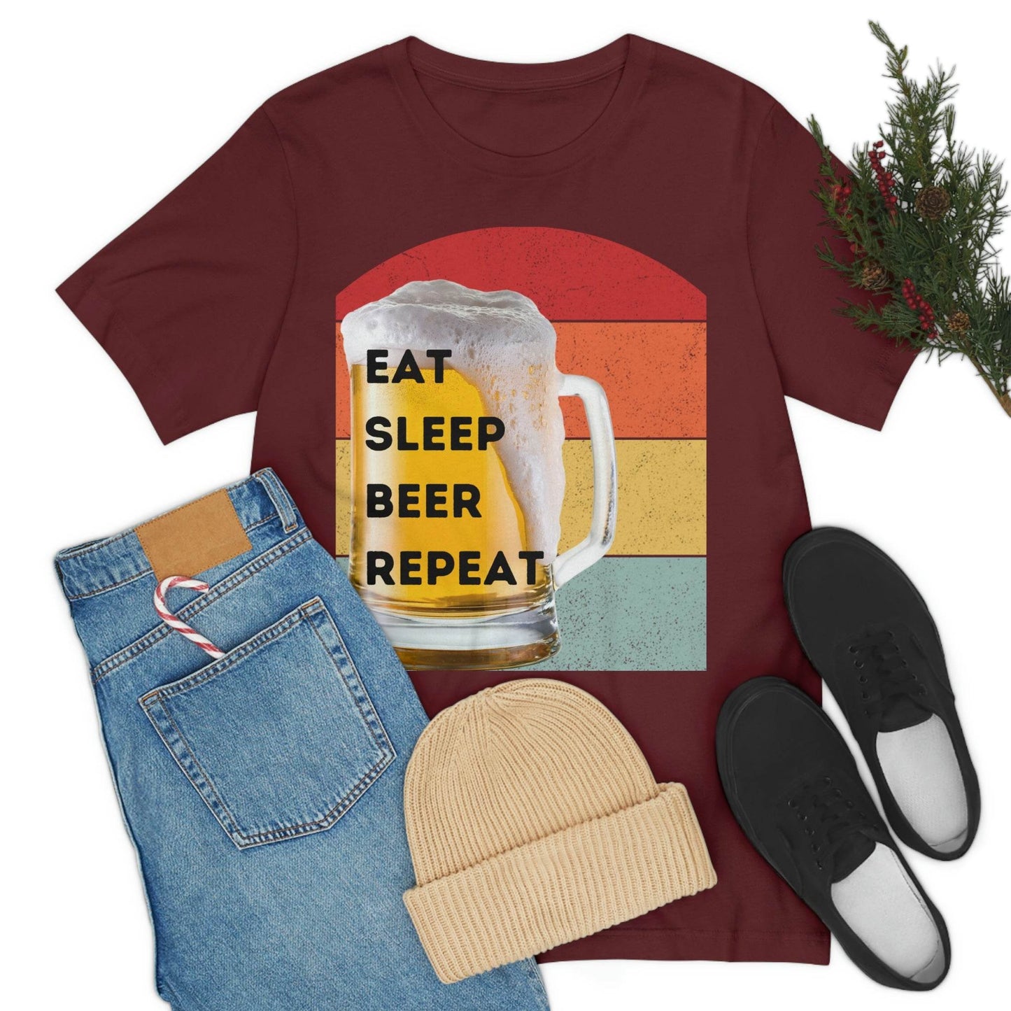 Retro shirt Eat Sleep Beer Repeat - funny beer shirt - Giftsmojo