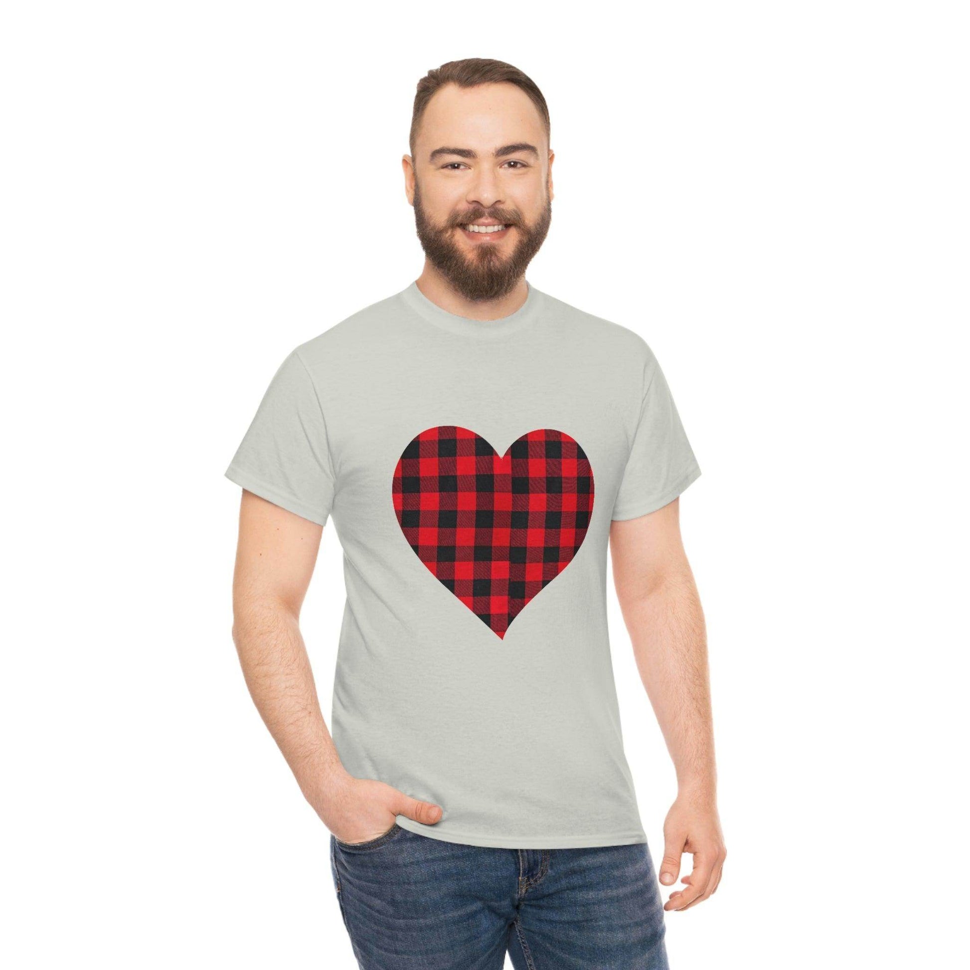 Plaid Heart T-Shirt, Valentines day Shirt, - Giftsmojo