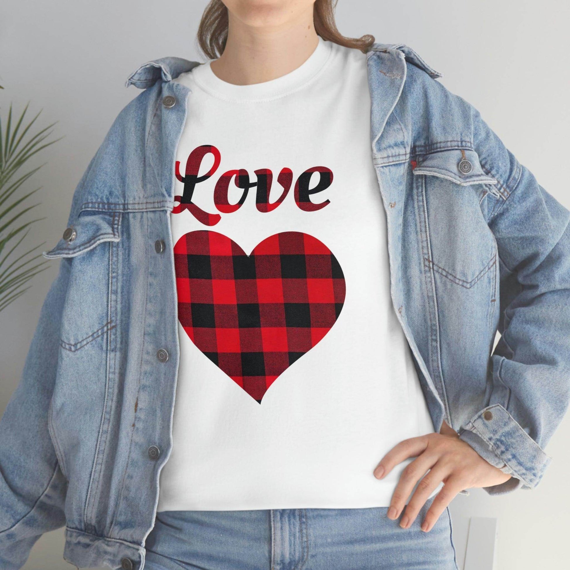 Plaid Love Heart Tee - Giftsmojo