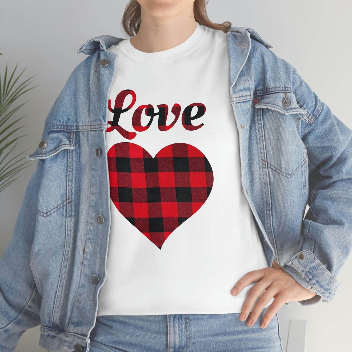 Plaid Love Heart Tee - Giftsmojo