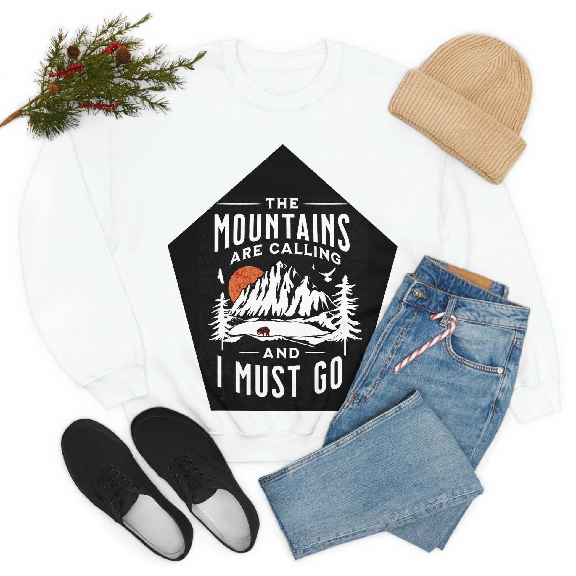 The Mountains are Calling and I Must Go, Crewneck Sweatshirt - Giftsmojo