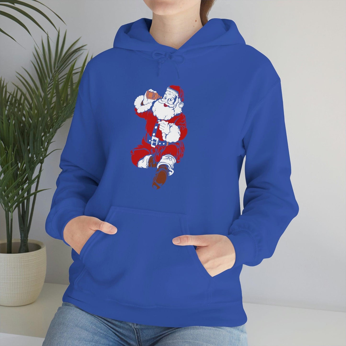 Santa drinking beer funny Hooded Sweatshirt, - Giftsmojo