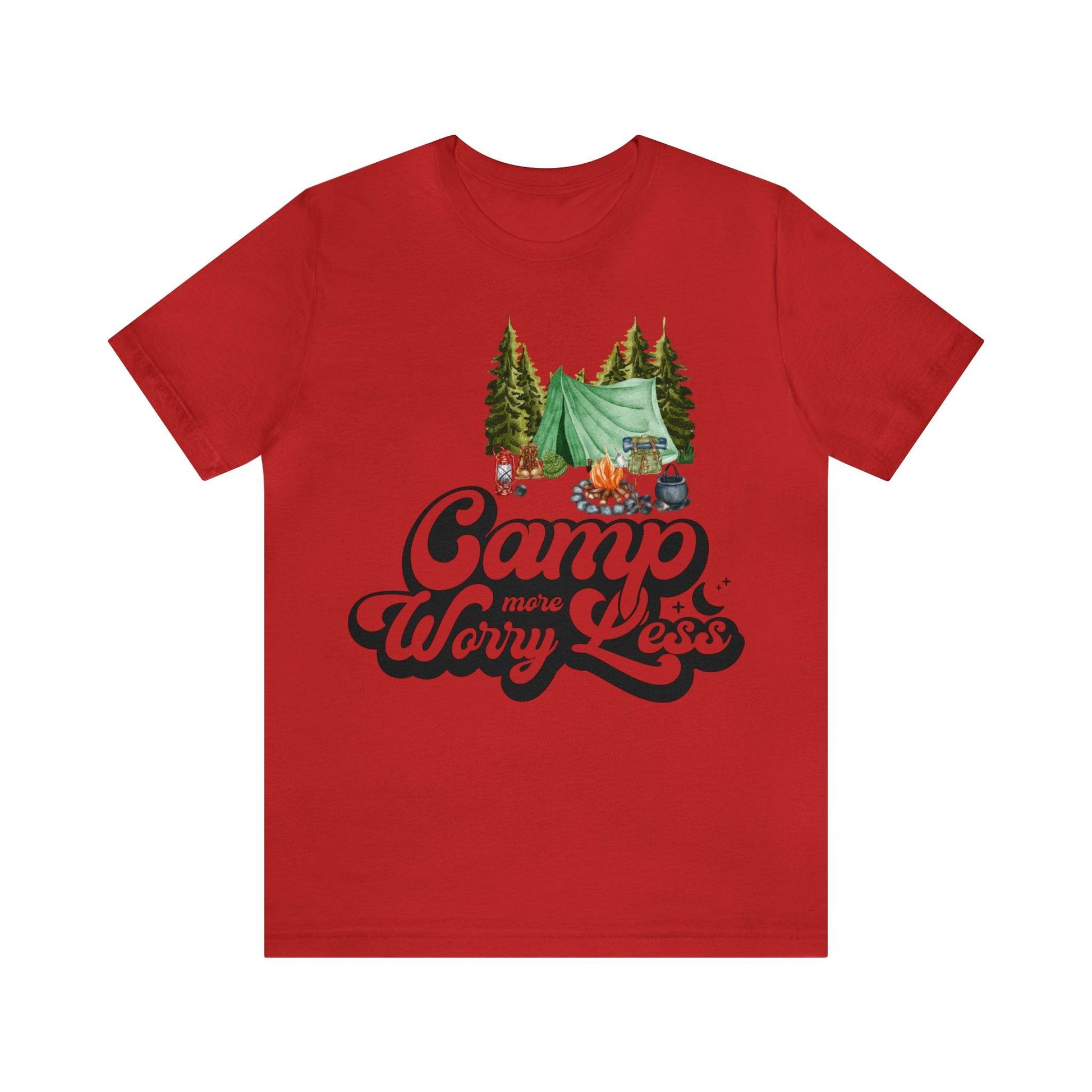 Camp More Worry Less Shirt, Outdoor adventure clothing, Nature-inspired shirts, Hiking apparel, Outdoor enthusiasts gift, Adventure-themed attire - Giftsmojo