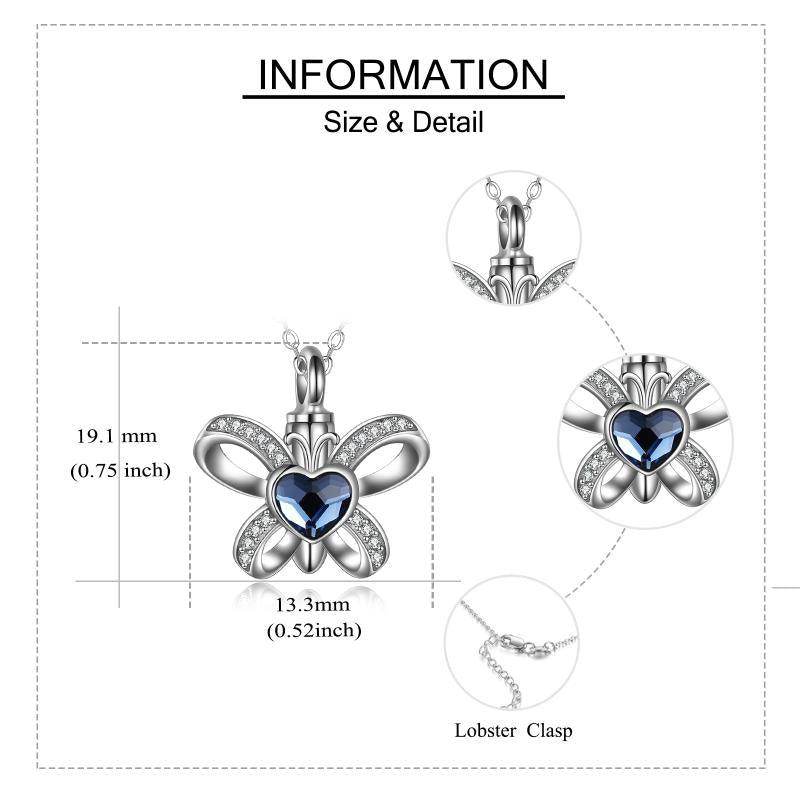 Sterling Silver Butterfly Heart Crystal Urn Necklace Cremation Memory Jewelry for Women Girls - Giftsmojo