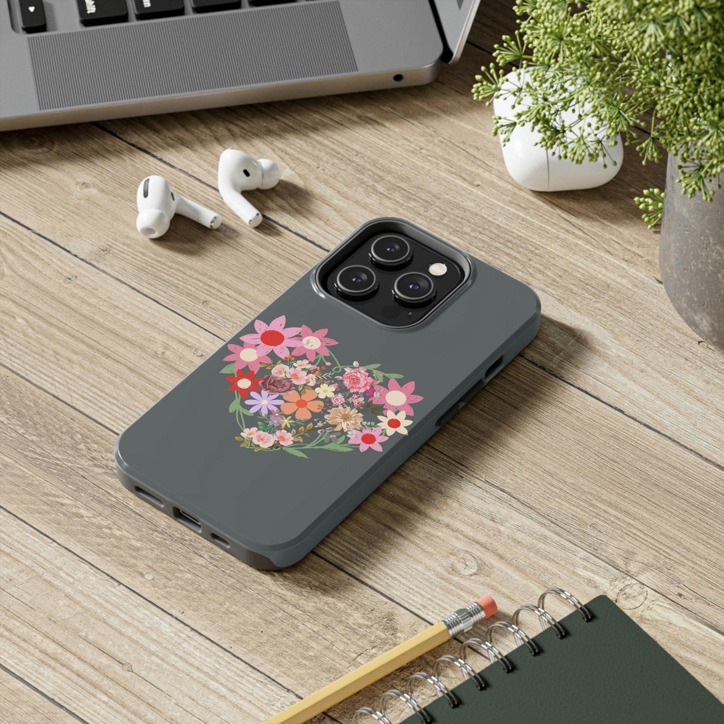 Floral Heart phone case, Tough Phone Cases, Mom Phone Case fit for iPhone 14 Pro, 13, 12, 11 Pro Max, Xr, Xs, 8+, 7, And Samsung S