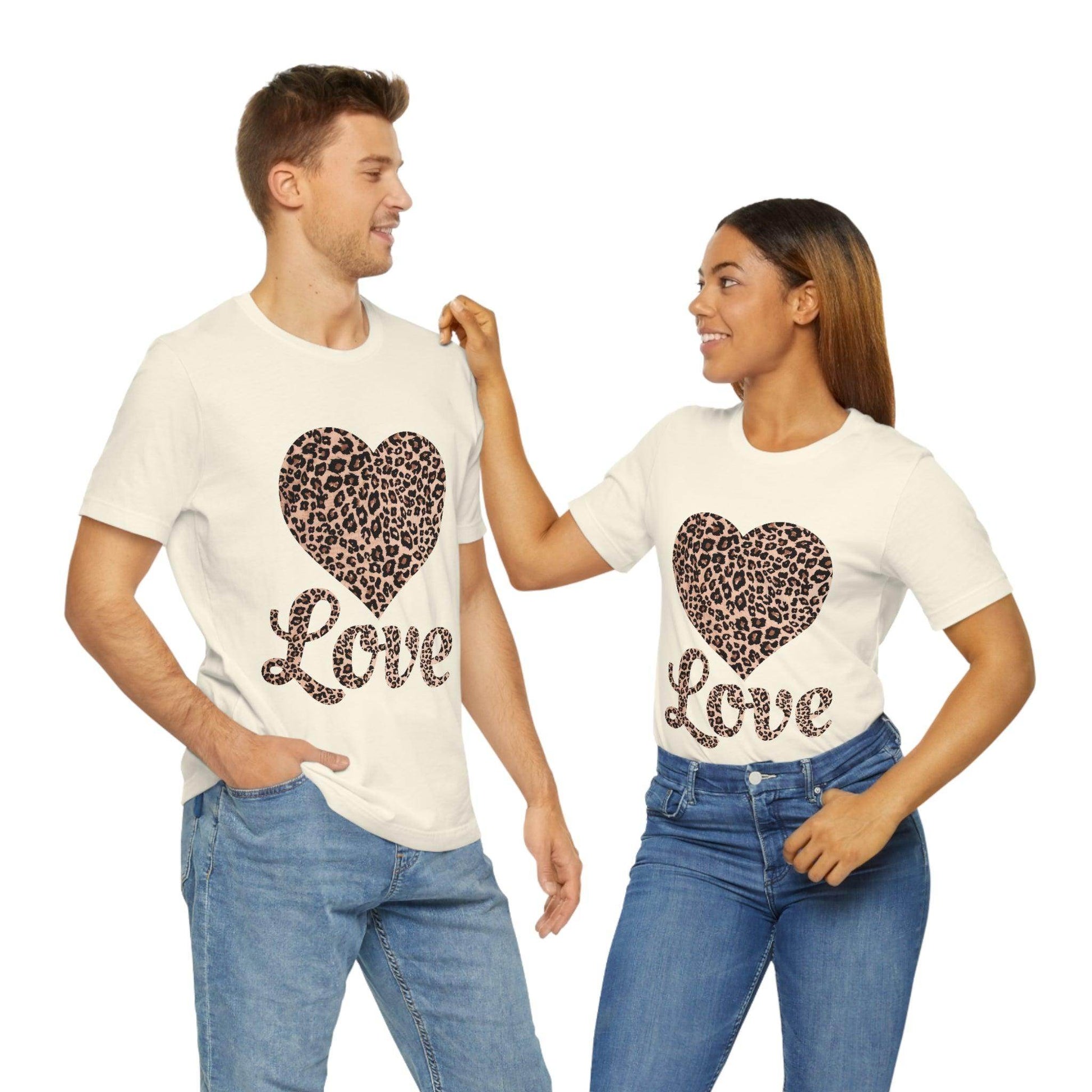Leopard Print, Love Heart Tee, - Giftsmojo