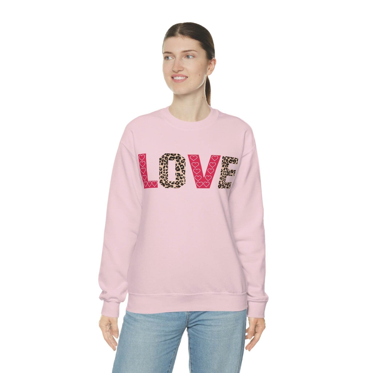 Love Sweatshirt with partial leopard print - Giftsmojo