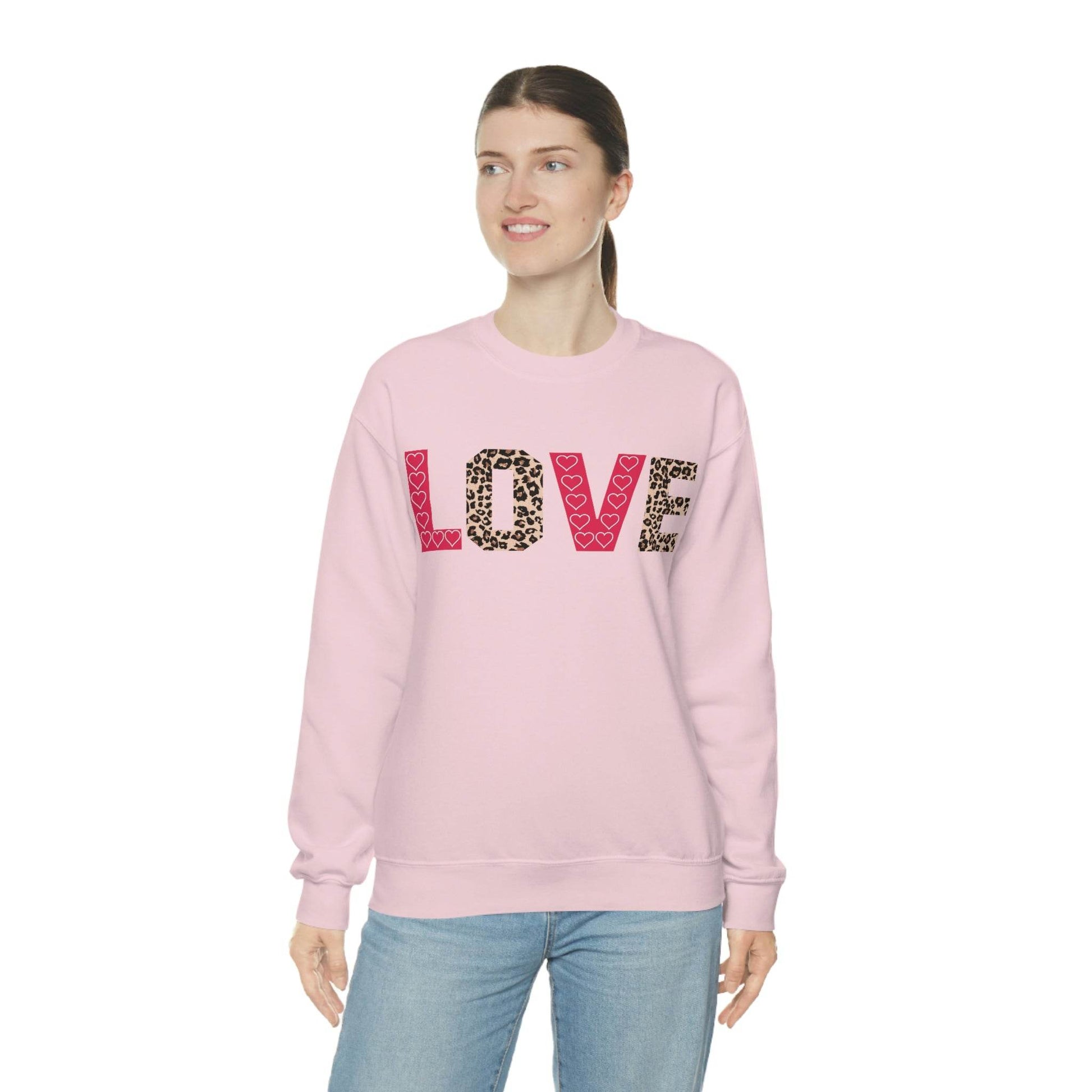 Love Sweatshirt with partial leopard print - Giftsmojo