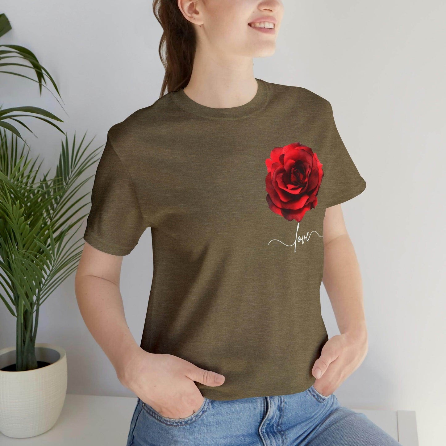 Love Rose Flower T-shirt for Women, Rose Graphic T-shirt, floral shirt, gift for her, love shirt - Giftsmojo