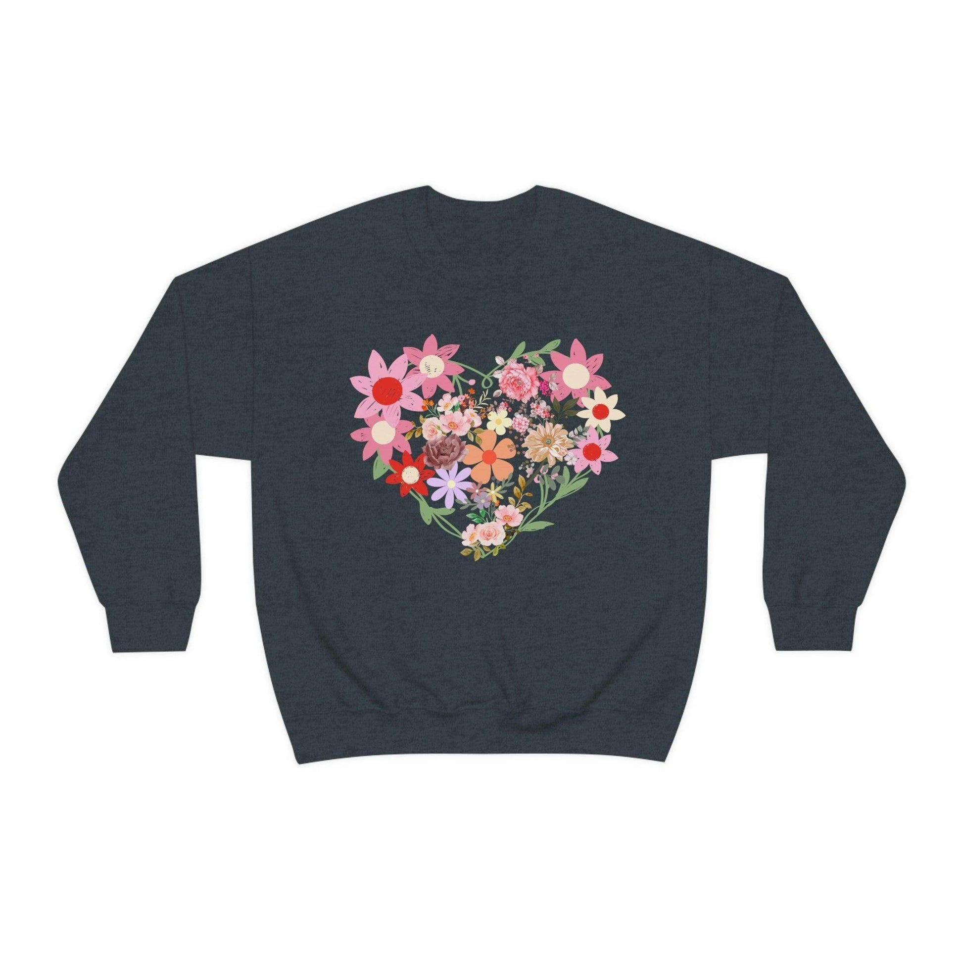 Flower Heart sweatshirt - Floral sweatshirt - Love Sweatshirt - Giftsmojo