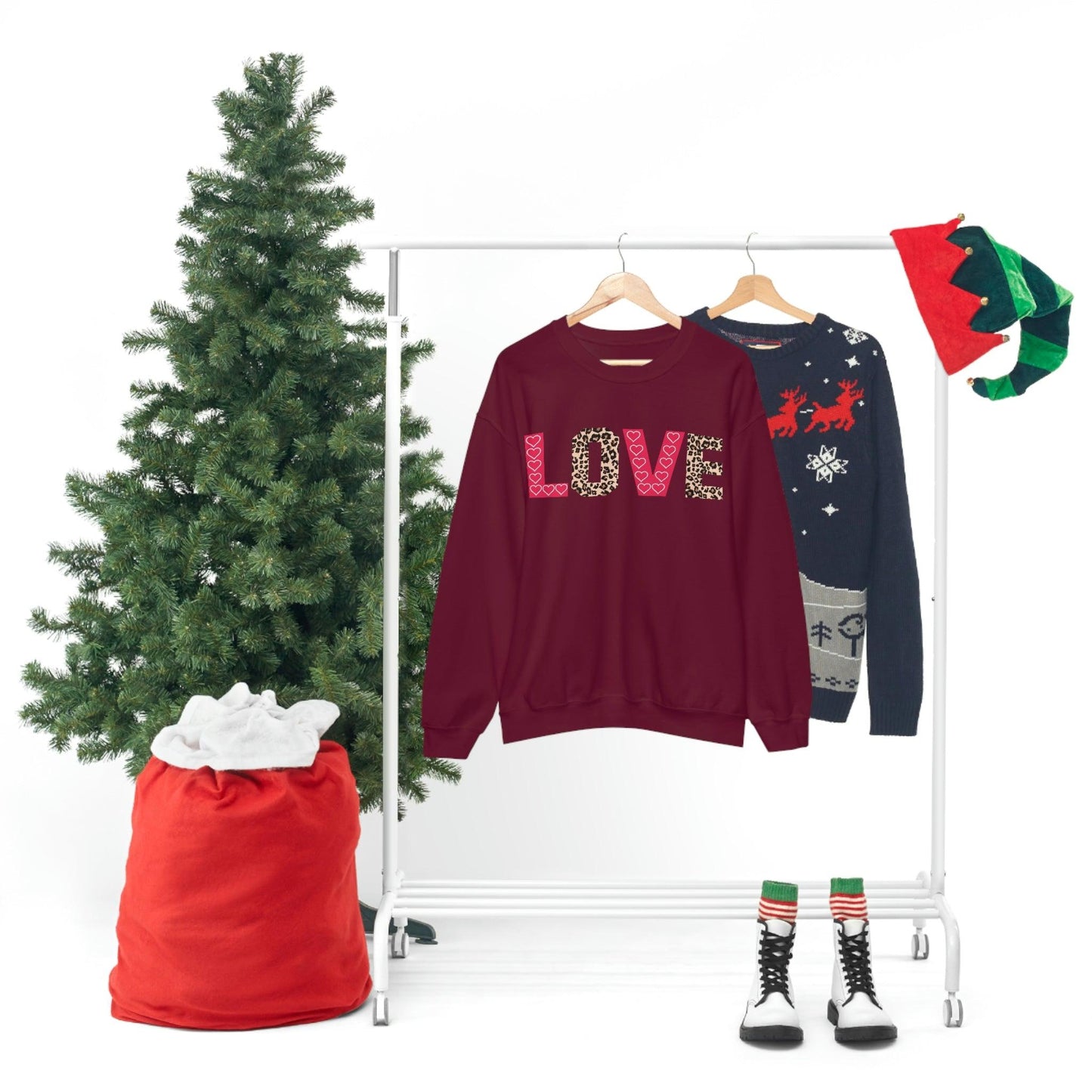 Love Sweatshirt with partial leopard print - Giftsmojo