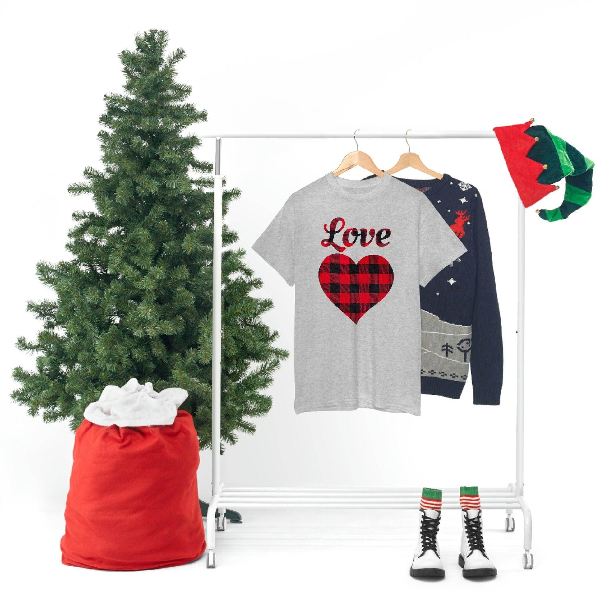 Plaid Love Heart Tee - Giftsmojo