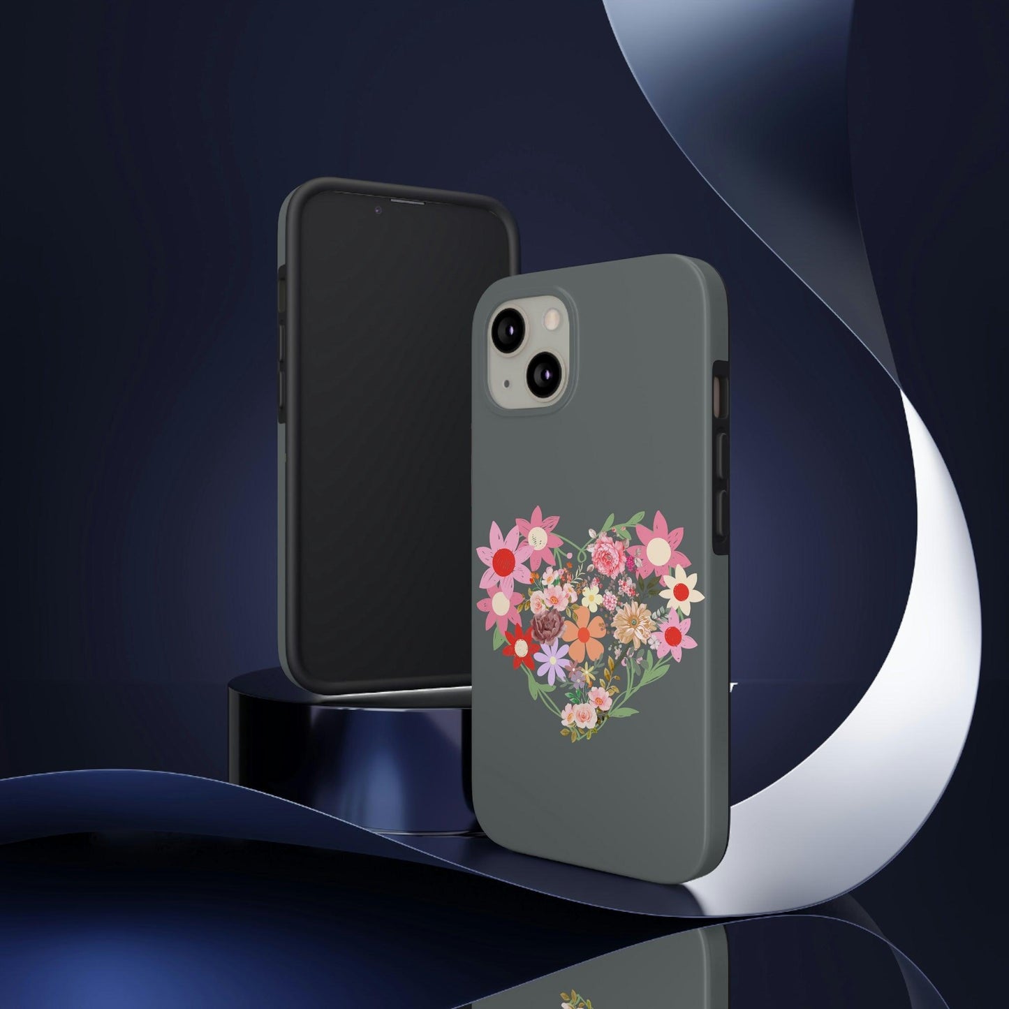 Floral Heart phone case, Tough Phone Cases, Mom Phone Case fit for iPhone 14 Pro, 13, 12, 11 Pro Max, Xr, Xs, 8+, 7, And Samsung S