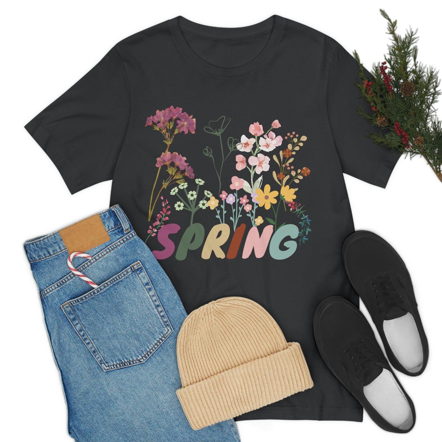 Spring Shirt, Flower T shirt, Vintage Botanical Shirt, Vintage T-shirt, Graphic Tshirt, Botanical Print, Vintage Flower Shirt, Wildflower,