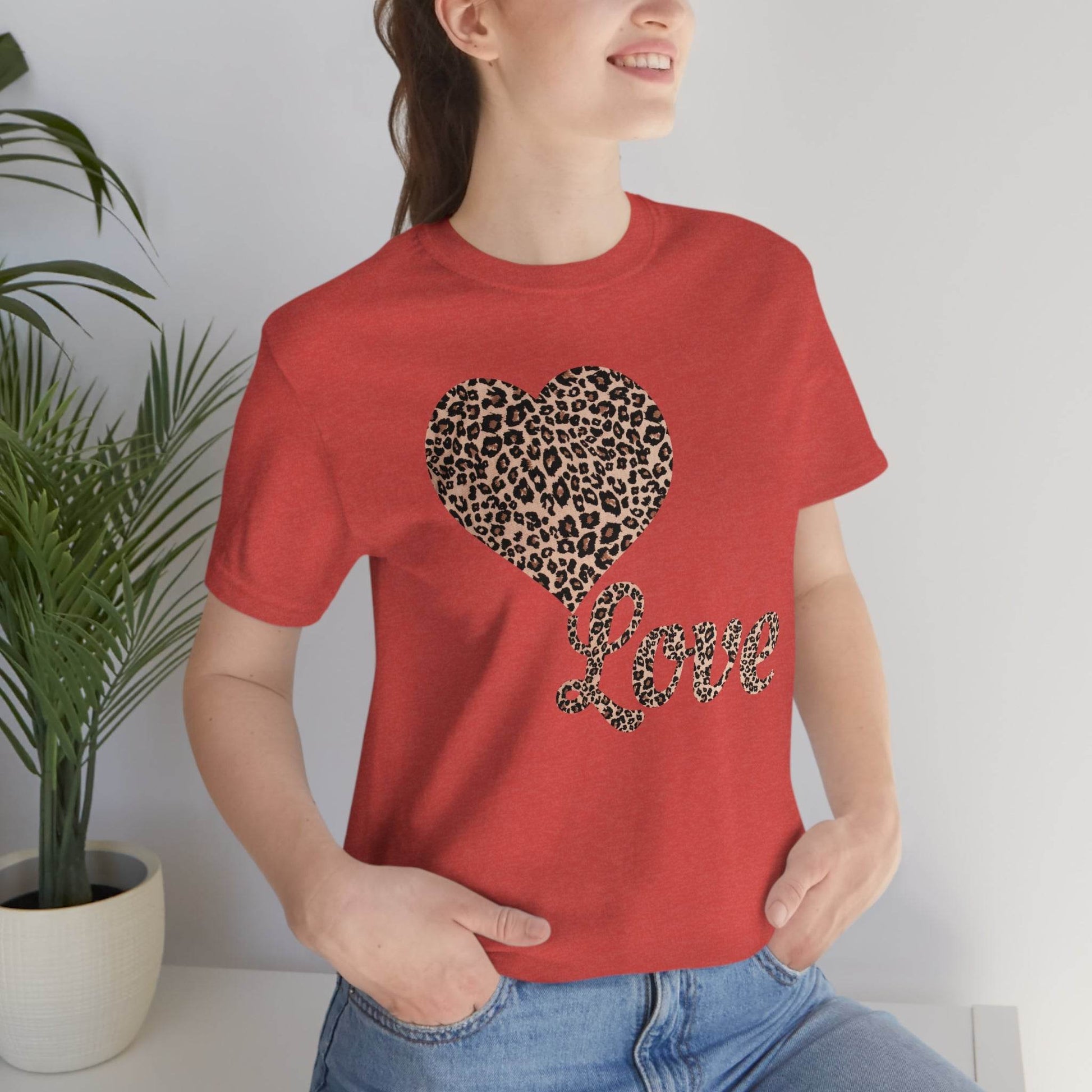 Love Heart, Leopard Print Tee - Giftsmojo