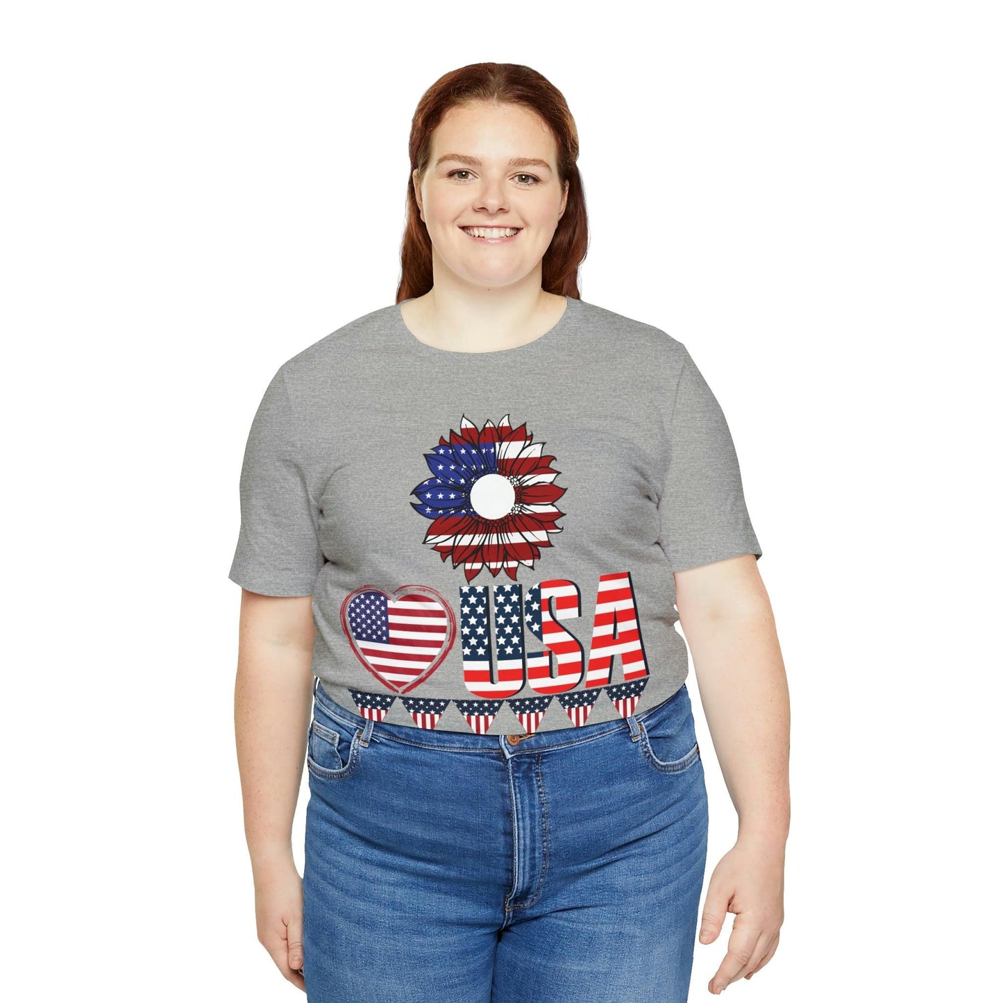 American flag shirt, Red, white, and blue shirt, Flower Love USA shirt, - Giftsmojo
