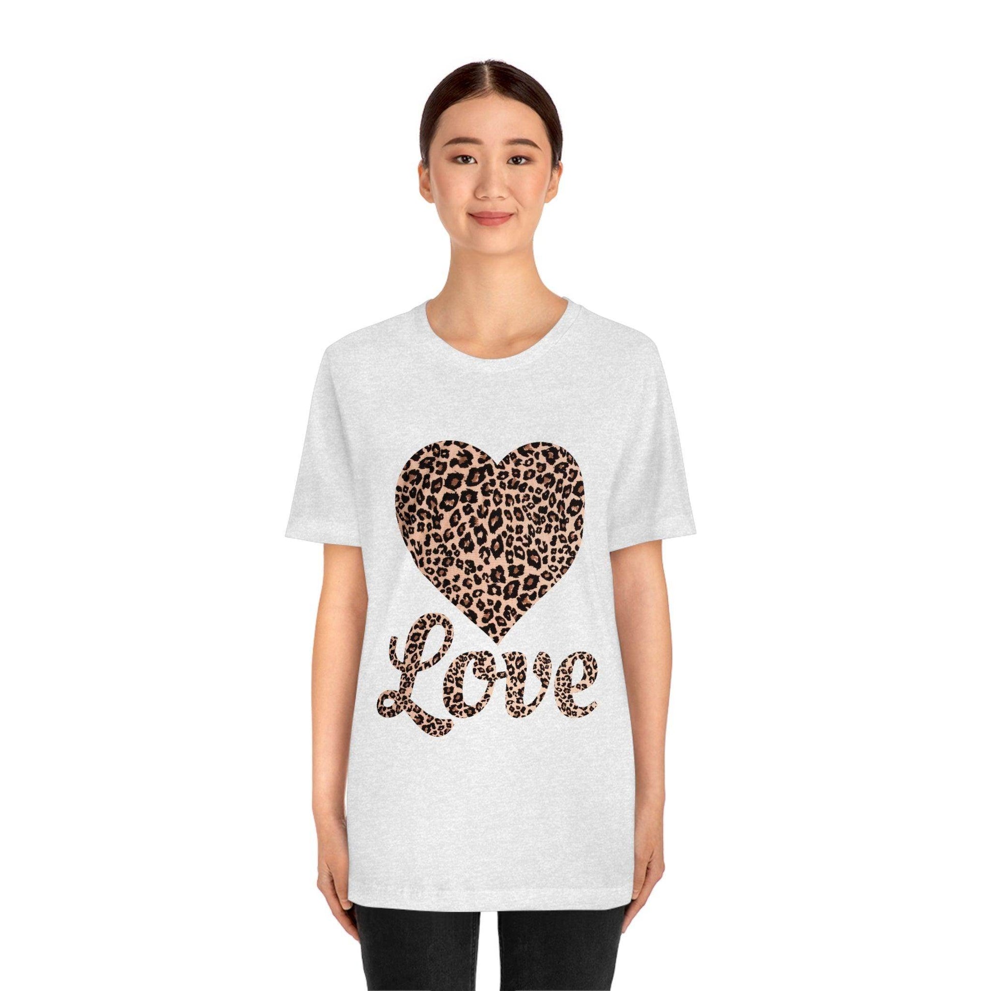 Leopard Print, Love Heart Tee, - Giftsmojo