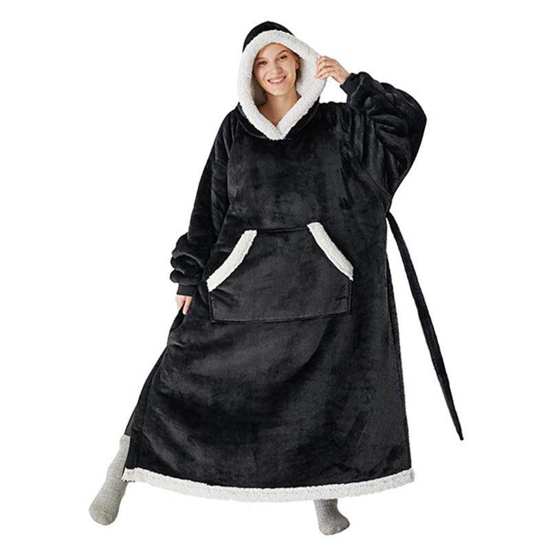 Winter Hoodie Blanket With Button Design Warm Home Clothes Women Men Oversized Pullover - Giftsmojo