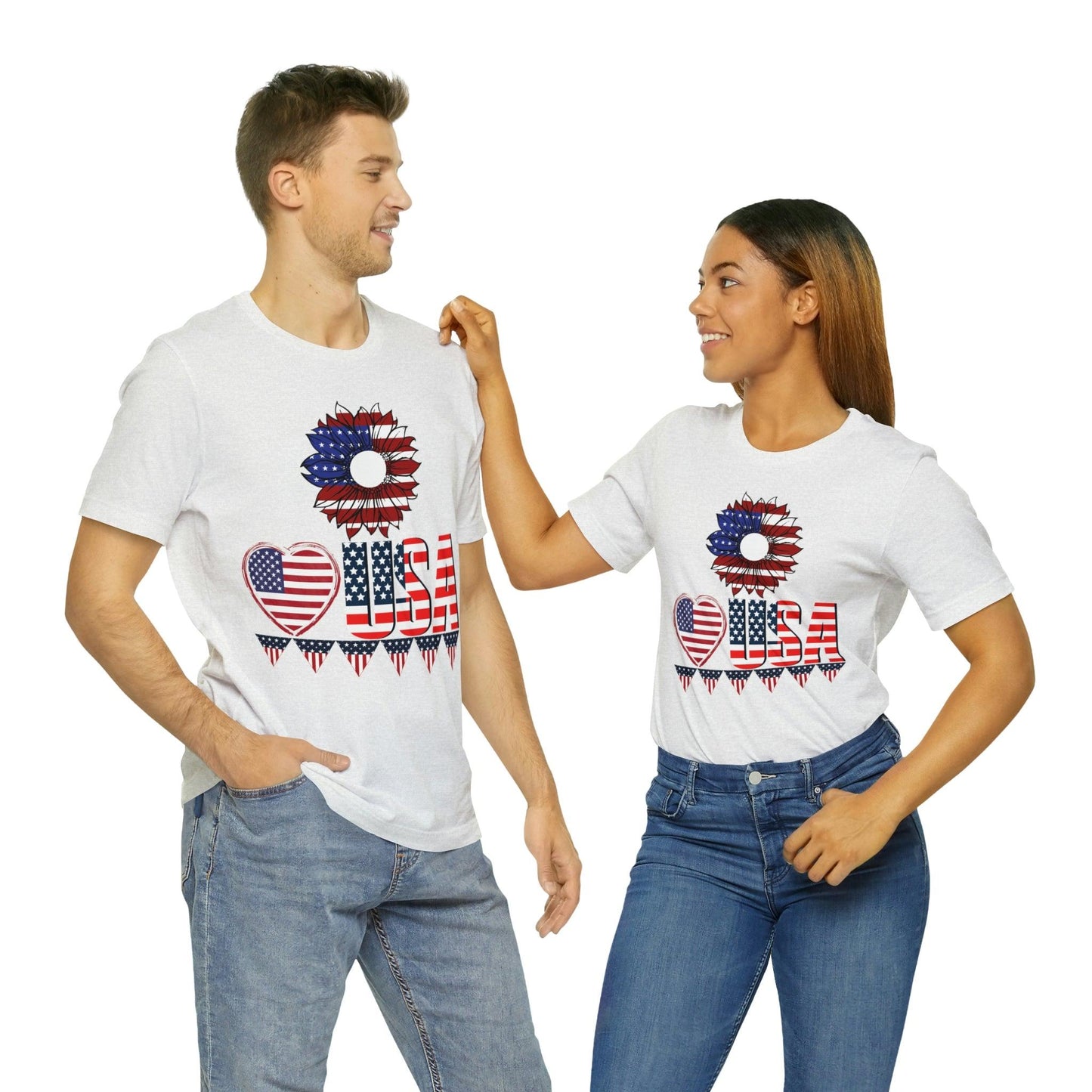American flag shirt, Red, white, and blue shirt, Flower Love USA shirt, - Giftsmojo